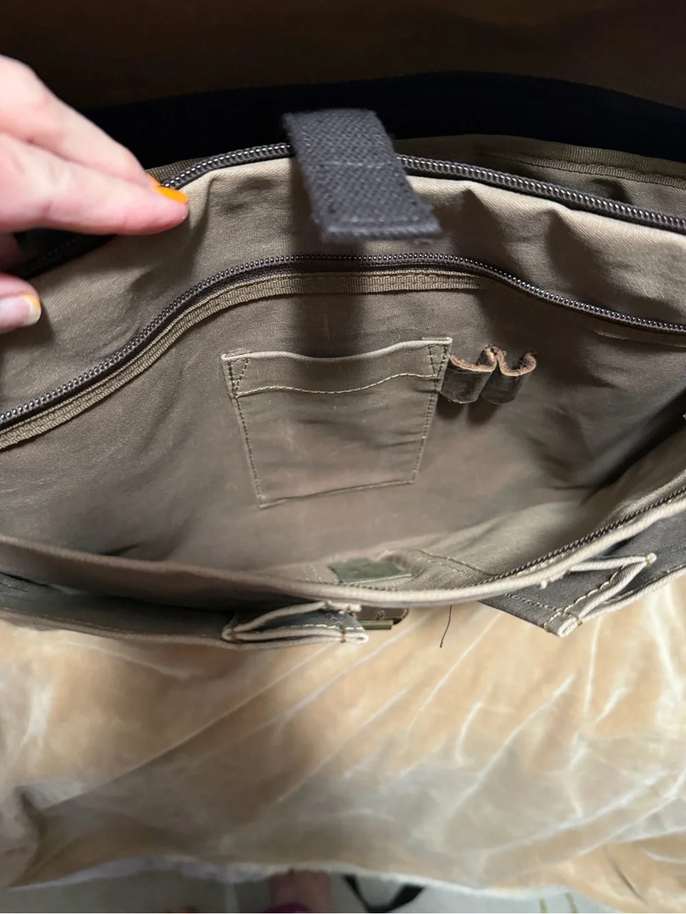 Property Of Men's Canvas & Leather Messenger Bag - Dark Brown